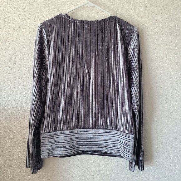 Tahari US Women's Size L Ribbed Velour Surplice Long Sleeve Top Holiday Velvet - Picture 5 of 9